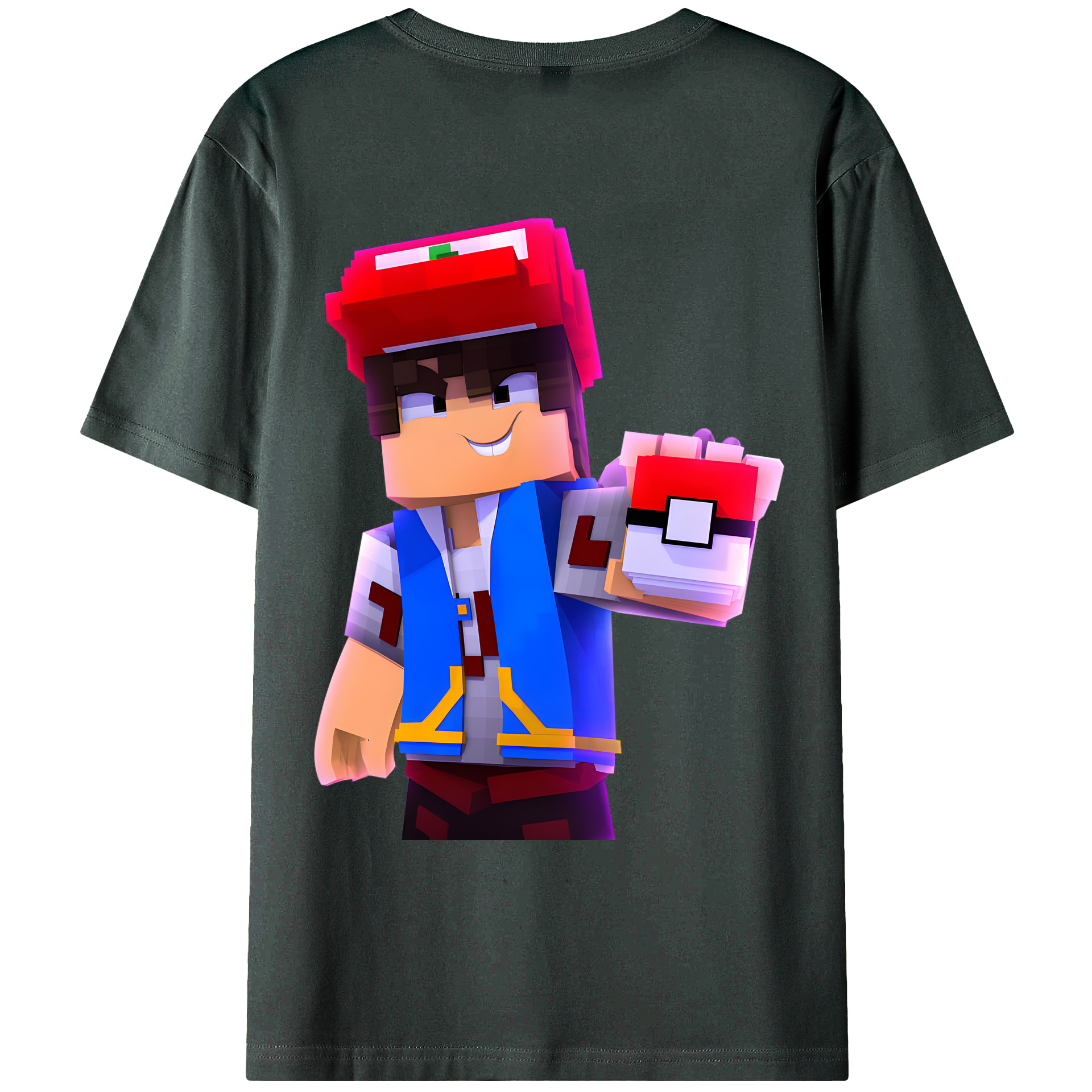 （画像用） マインクラフト ブロックの世界 Minecraft MC Block world 綿100％ メンズ半袖Tシャツ（バックプリント） 通気性